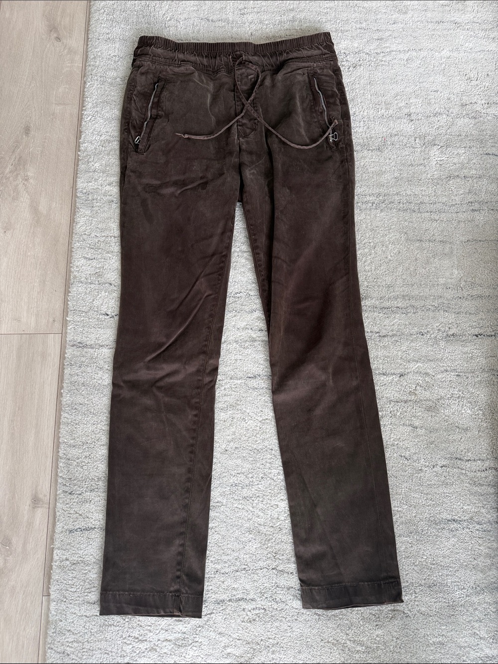 Cotton Citizen Brown Drawstring Casual Pants with Zip Pockets